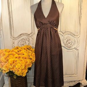 BCBG MAXAZRIA 100% Silk Polka Dots Halter Dress Balletcore Events Feminine S/4